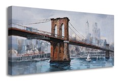 Brooklyn Bridge Wall Art Canvas Cityscape Painting Large 48″x24″, Skyline New…