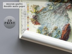 Pennsylvania Map, Pennsylvania 2D Relief Map – 2D Flat Print