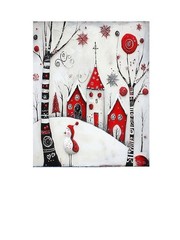 16×20 Minimalist Red White Black Painted Trees Christmas Canvas Wall Art Canvas