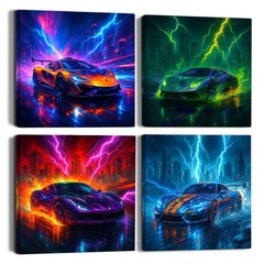 Deveosa Cool Car Painting Pictures Posters Framed Wall Decorations Art Canvas…