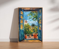 Henri Matisse Style Open Window Poster Fauvism Mediterranean Balcony Wall Art