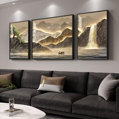 Framed 3-Piece Mountain Wall Art – Luxury Pine Tree & Waterfall Decor