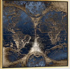 Nature Magick World Map Antique II – Canvas Print, No Frame, 26×26″, NIB