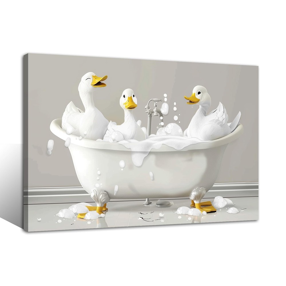 Duck Canvas Wall Art Bathroom Animals Painting Prints Cute Animal Pictures Du…