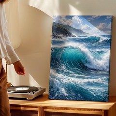 Wall Art Ocean Wave Coastal Seascape Print Blue Sea Surf Beach Home Decor Poster