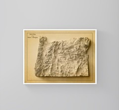 Oregon Map, Oregon 2D Relief Map, Oregon Vintage Map – 2D Flat Print