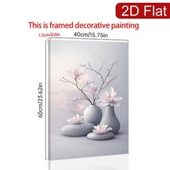 Canvas Art Framed Magnolia Vase Stone Zen Neutral Floral Home Wall Decor Gift