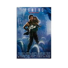 1986 Aliens Movie Poster for Bedroom Aesthetic Wall Decor 18″L x 12″W, Dark