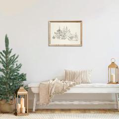 Pine Tree Vintage Wall Art Gray Prints – Classical Naturalist Tree Landscape Pri