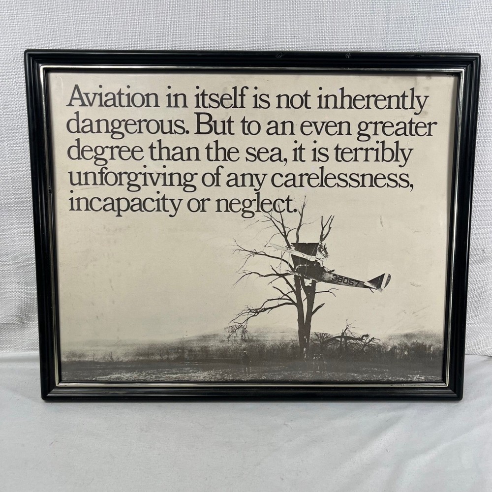 Vintage Aviation Safety Quote Framed Print Pilot Gift Wall Art 14.5×11.5