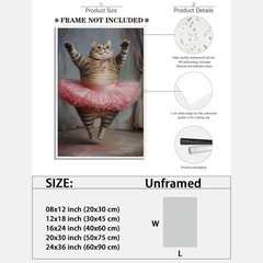 Funny Cat Tin Metal Signs Prints Wall Art Big Fat Cat in pink tutu dancing 8×12
