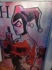HARLEY QUINN CANVAS, ART, PAINTING QUEEN OF HEARTS (SHINY FOIL-ESQUE) 24X16