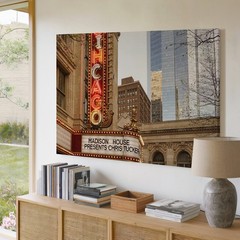 Chicago Theater Marquee Urban Cityscape Canvas Wall Art Modern Architecture