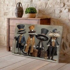 Whimsical Cats in Victorian Attire Canvas Wall Art Vintage Style Home Decor