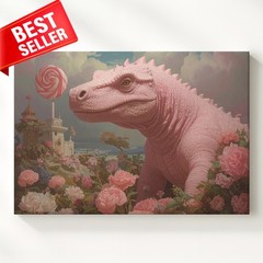 Pink Dinosaur Candyland Canvas Fantasy Large Resembling Soft Plush Wall Art