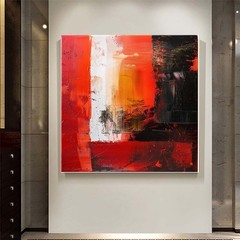 Abstract Oil Painting On Canvas Modern Oil Painting Hand Painted Wall Art Red