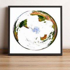 World Map, WGS 1984 Grid South Projection World Map, Framed World Relief Map