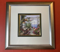 Floral Rose Print Framed Greenbrier International Double Matted Flower Picture