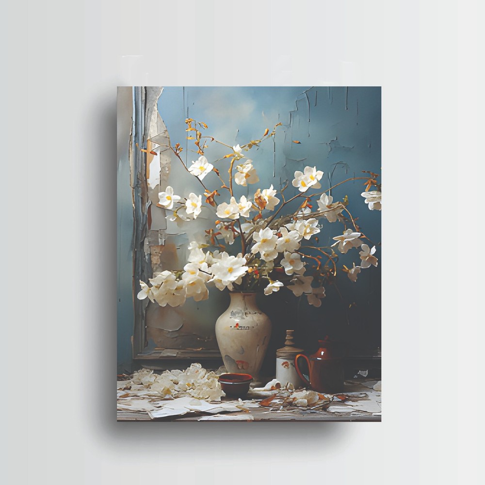 11×14 White Petal Drop Canvas Print Wall Art