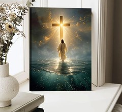 Jesus Walking On Water Canvas Wall Art Jesus Christ Wall Decor Picture Christ