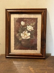 NIP 12” X 10” White Gardenia Print Hotel Art Framed In Plastic Wall Decor
