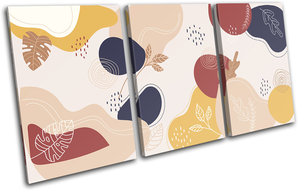 Natural Leaf Autumn Modern Abstract TREBLE CANVAS WALL ART Picture Print