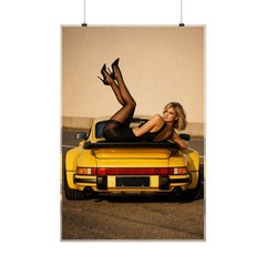Porsche 911 Turbo Poster – Vintage Pin-Up Car Wall Art Print Garage Decor