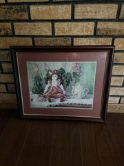 Home Interior Doll Tea Party Framed Picture 18 1/2 Inches By 22 3/4 Inches