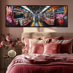 Subway Graffiti Canvas Panoramic Urban Street Art Extra Large Wall Decor
