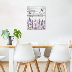 Inspirational Quotes and Purple Butterfly Canvas Wall Art Lavender Floral wit…