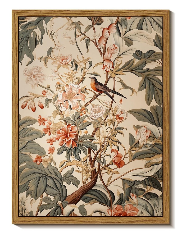 Framed Wall Art Vintage Wall Decor Floral Canvas Art Botanical Pictures Bird …
