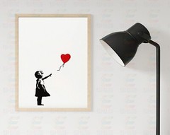 Banksy – Girl With Balloon Art Print, Mounted Canvas, Framed, Acrylic