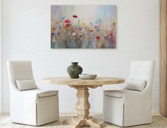 Wildflowers in Rain Canvas Art, Watercolor Floral Print Rustic Farmhouse Decor