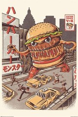 ILLUSTRATA BURGERZILLA ART 24×36 POSTER HUMOR FOODZILLA PARODY FUNNY GIFT COOL!!