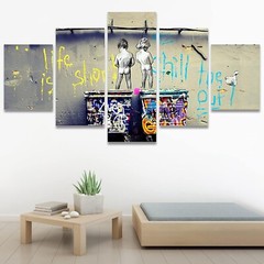 Wall26 – Banksy Life is Short Graffiti Art – Canvas Print Wall Art Set of 5