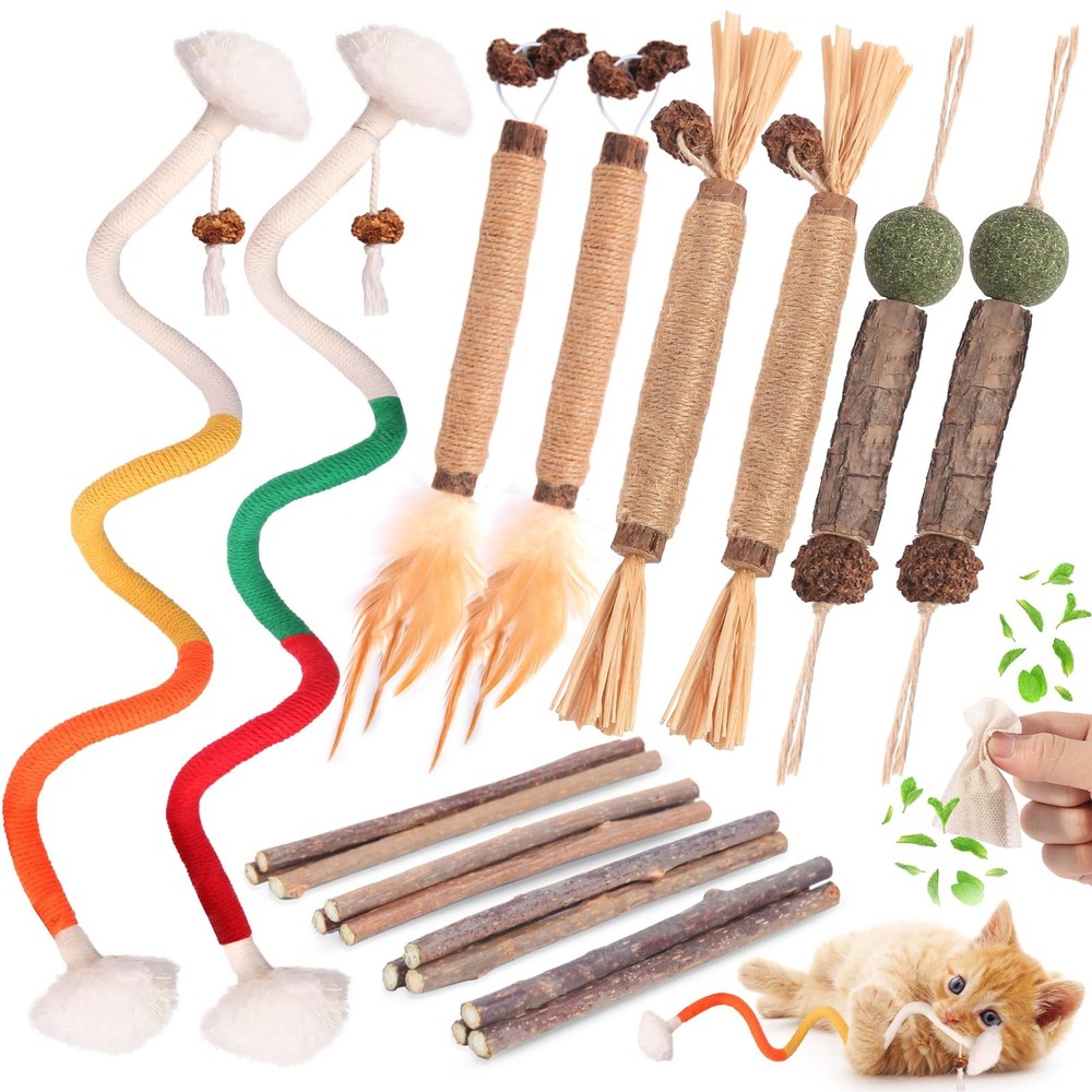 Cat Toys Cat Chew Toys, Silvervine Sticks Catnip Rope Toys for Cats Teeth Cleani