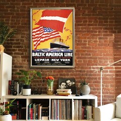 Baltic-America Line Liepaja-New York Retro Travel Poster