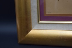 INK DRAWING OF HAWK SIGNED ROGERS? LE 3/100 17-3/4″ X 14-3/4″ GOLD COLORED FRAME