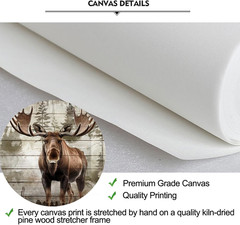 Majestic Moose Canvas Art – 24×36 Rustic Wildlife Home Decor Print
