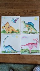 Set of 4 Kids Dinosaur Canvas Prints Multicolor Wall Art for Nursery/Bedroom