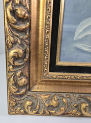 Magnolia Art Oil on Canvas Painting with Ornate Gold Frame 28.5” X 24.5”