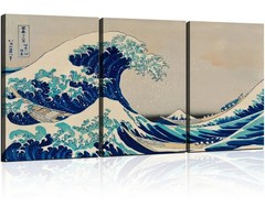 Framed Japanese Ocean Wave Canvas Wall Art The Great Wave off Kanagawa Style …