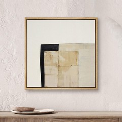 SIGNWIN Framed Canvas Print Wall Art Home Decor Tan & Black Geometric 16″ x 16″