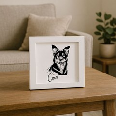 Personalized Laser Engraved Beauceron Dog Portrait on Wood in Frame Handcrafted