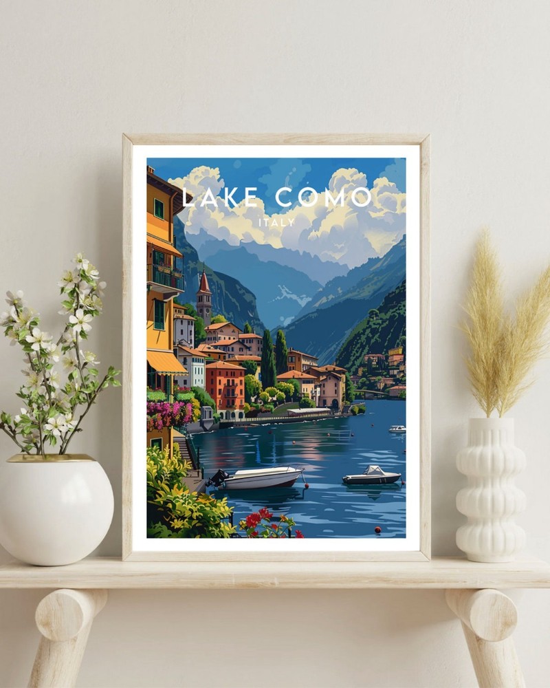 Lake Como Travel Print – Italy, Lake Como Poster, Italy Poster, Travel Wall Art