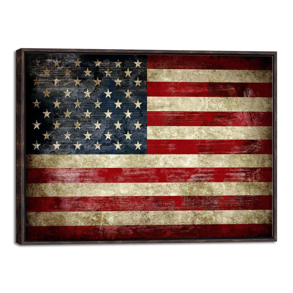 Framed Canvas Wall Art Print Picture Home Office Decor Vintage American Flag