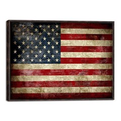 Framed Canvas Wall Art Print Picture Home Office Decor Vintage American Flag