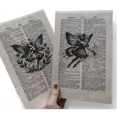 Fairy Dictionary Art Prints Vintage Book Page Decor Whimsical Wall Set of 2
