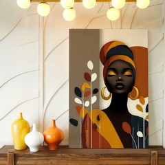 Wall Art African Woman Portrait Abstract Canvas Print Modern Boho Home Decor