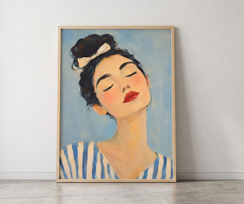 Elegant Woman Portrait Oil Painting Wall Art Impressionist Girl Canvas Poster